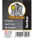 Fundas Steel Armour COLOR (63,5x88mm) PREMIUM Standard (50) Negro - Exterior 66x91mm Fundas Steel Armour COLOR (63,5x88mm) PREMIUM Standard (50) Negro - Exterior 66x91mm