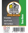 Fundas Steel Armour COLOR (63,5x88mm) PREMIUM Standard (50) Verde - Exterior 66x91mm Fundas Steel Armour COLOR (63,5x88mm) PREMIUM Standard (50) Verde - Exterior 66x91mm