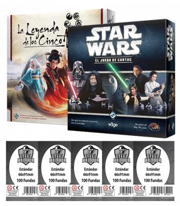 Pack SWF - Star Wars LCG: Caja Básica + Leyenda de los Cinco Anillos LCG (+ Fundas)