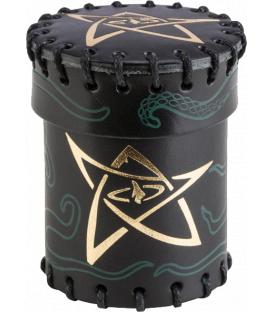 Q-Workshop: Call of Cthulhu Dice Cup (Black & Green-Golden Leather)