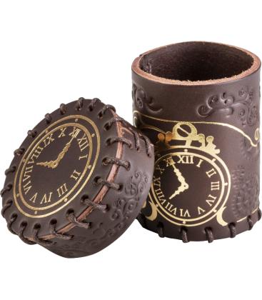 Q-Workshop: Steampunk Dice Cup (Brown & Golden Leather)