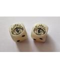 Dado El Ojo sin Párpado (Pareja) - Blanco Mármol , Puntos Negros (14mm)